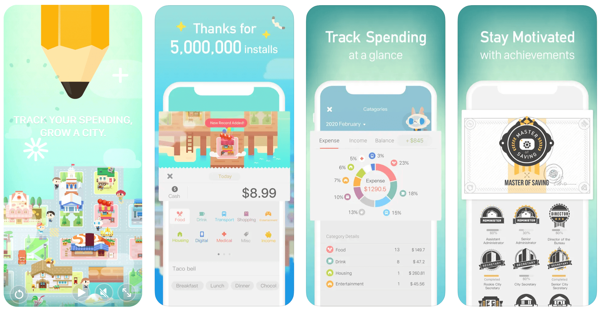 Screenshots from Fortune City app