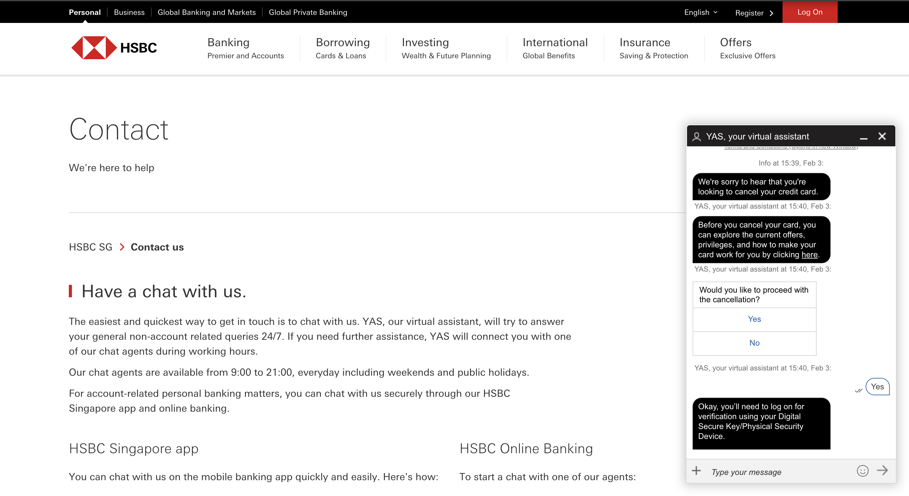 A screenshot of the contact page with the chatbot open