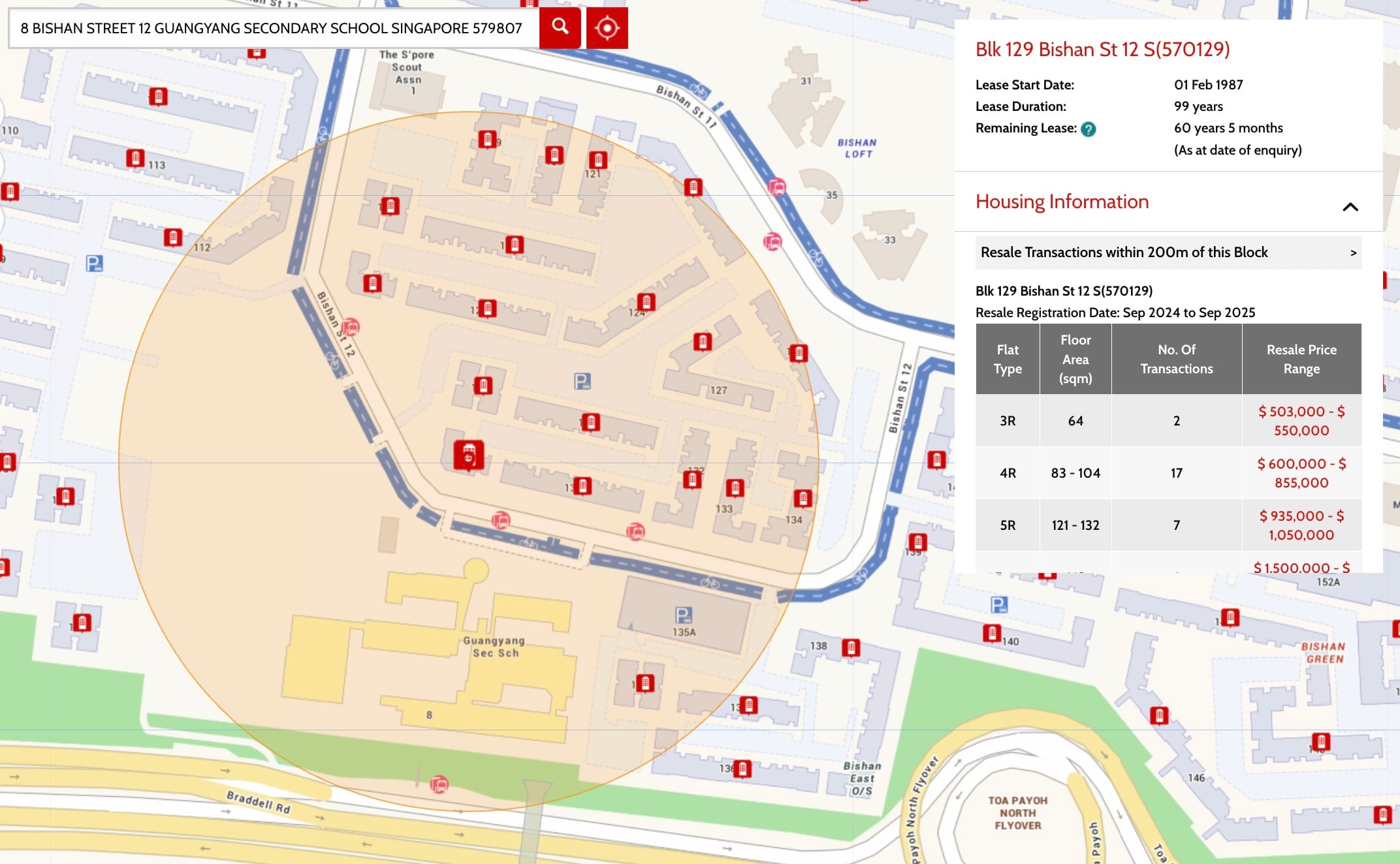 bishan resale prices