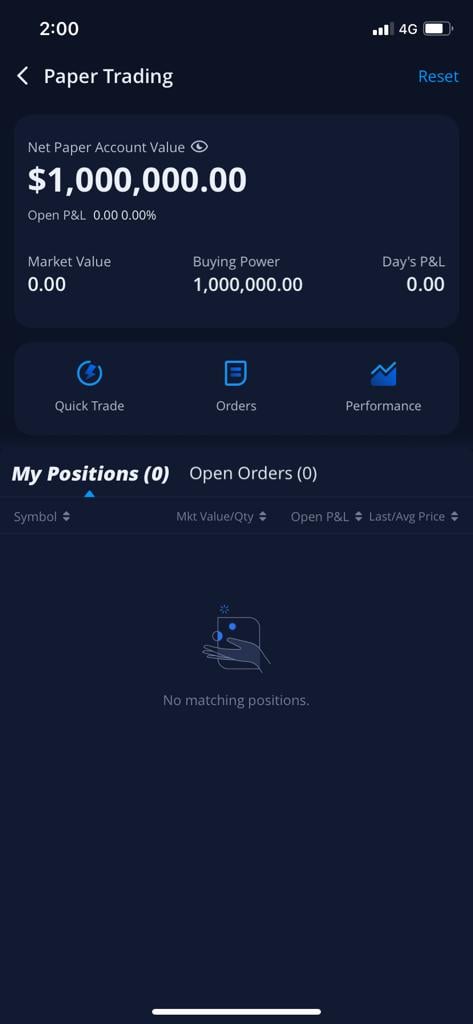 Webull app - paper trading