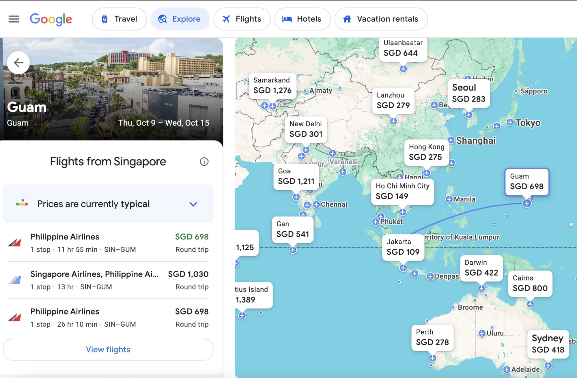 guam google flights