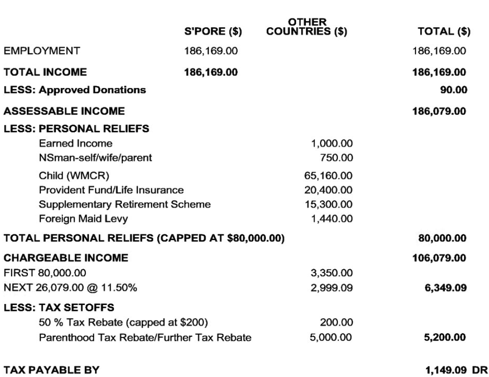 income tax bill singapore