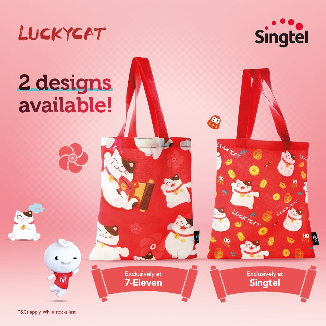 Singtel prepaid SIM CNY promo lucky cat bag