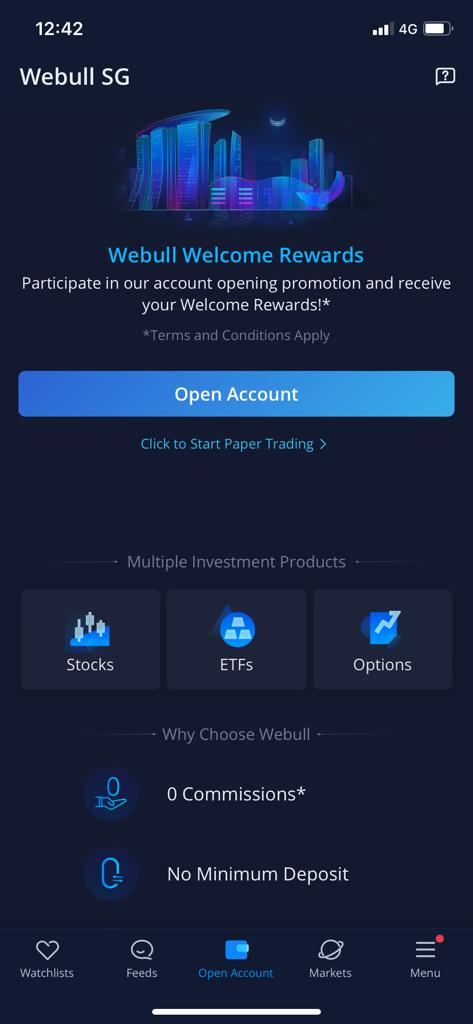 Webull app - paper trading