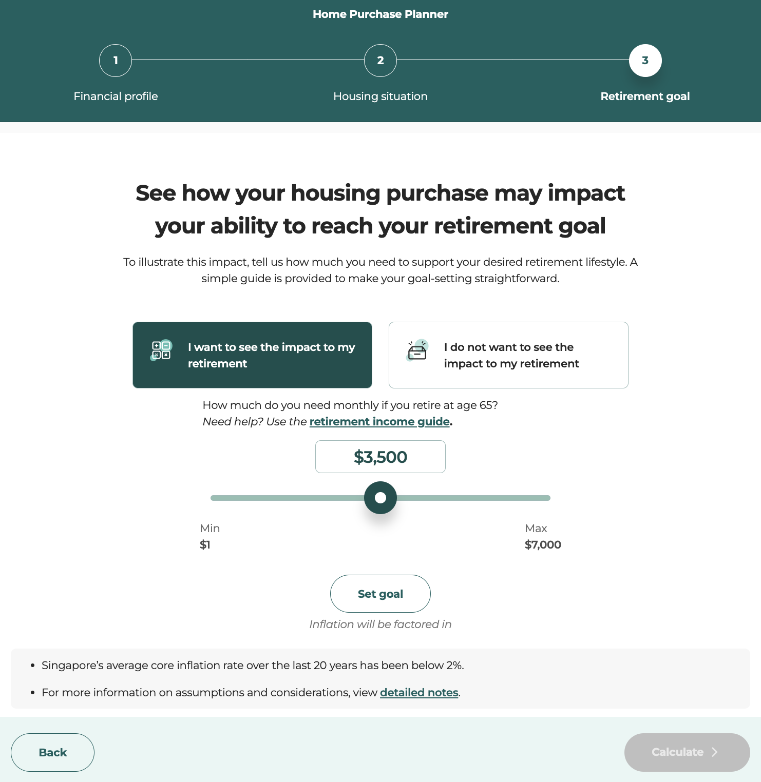 cpf home purchase planner retirement goal setting