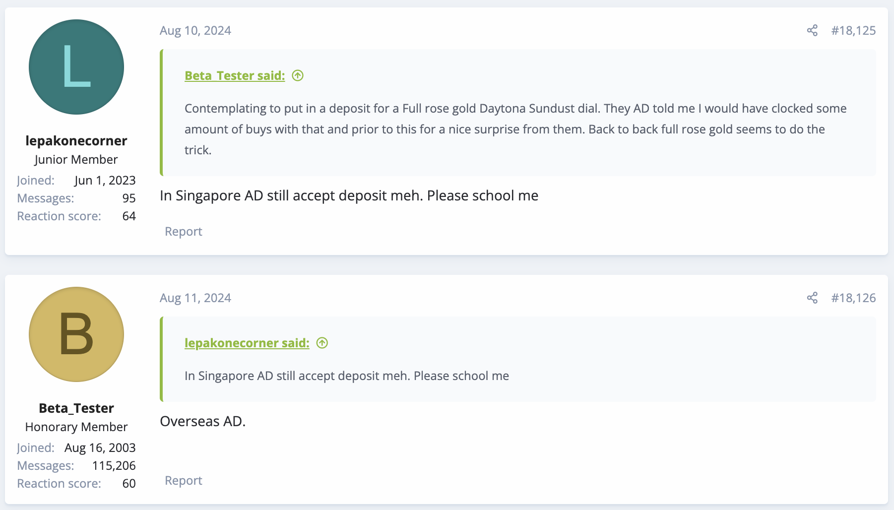 cannot leave deposit for singapore rolex waitlist
