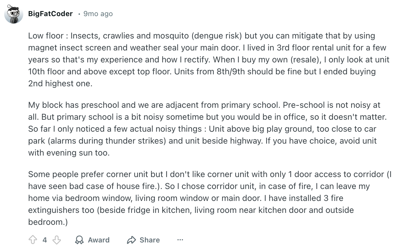 hdb flat corner unit fire hazard