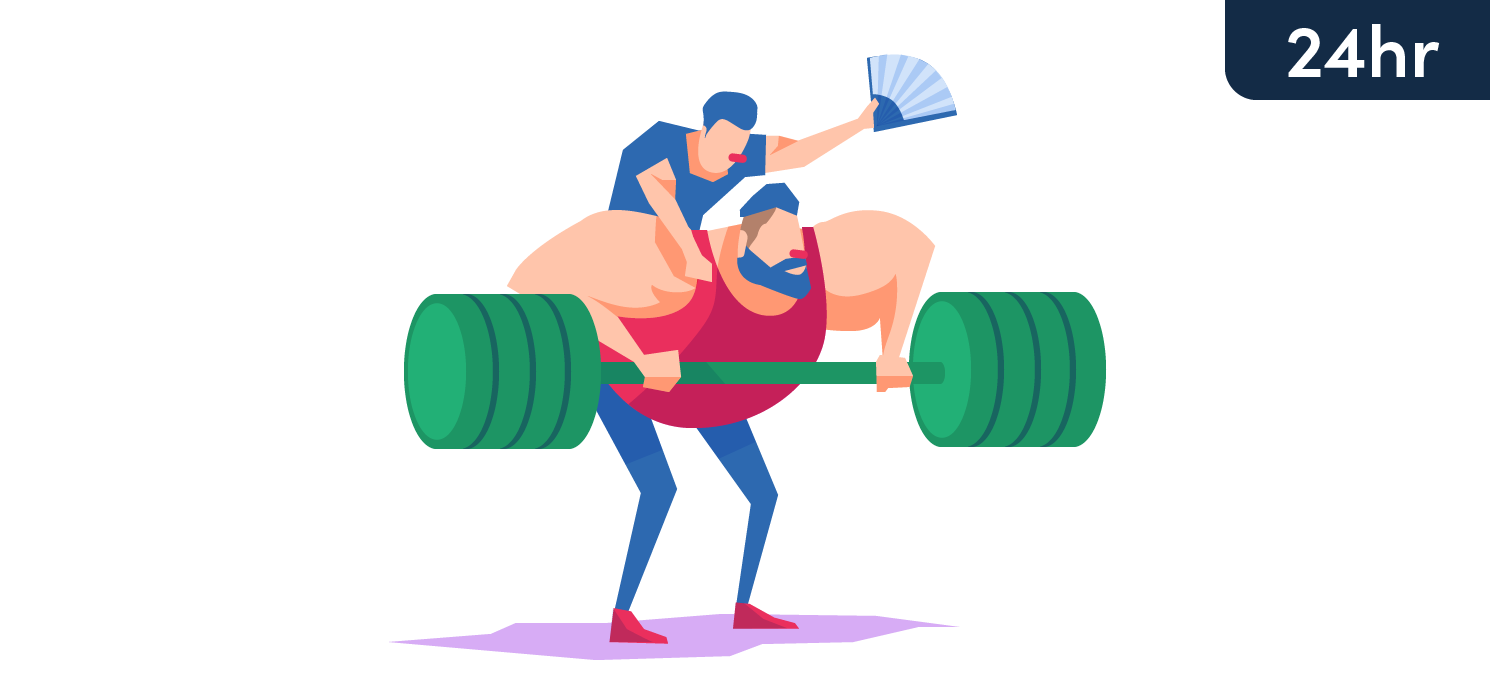cartoon men doing a shoulder lift