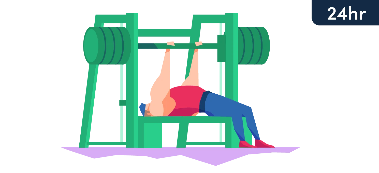 cartoon man bench press