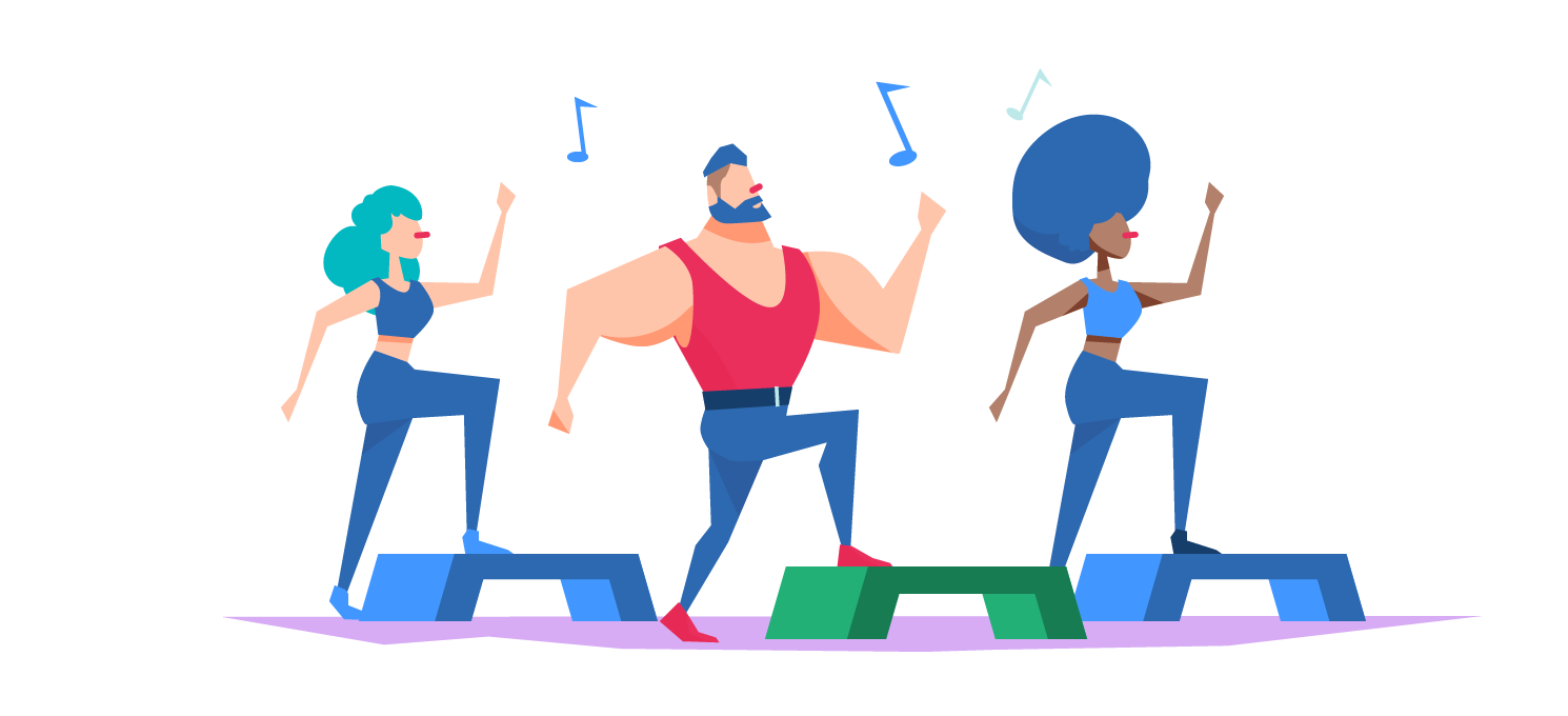 group dancing while exercising