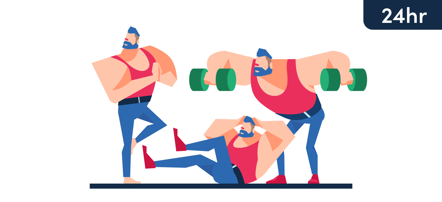 cartoon men working out