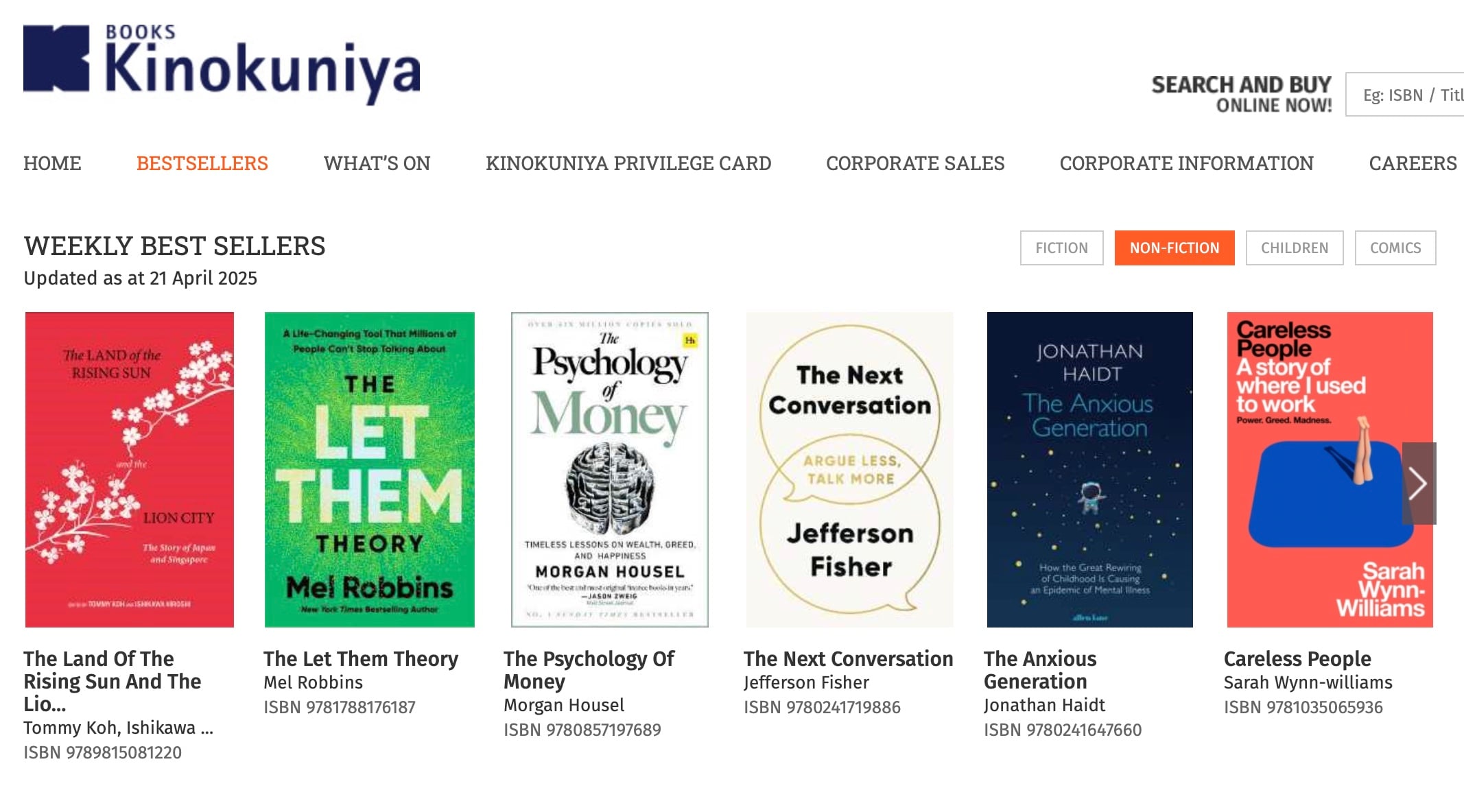 kinokuniya non-fiction bestsellers