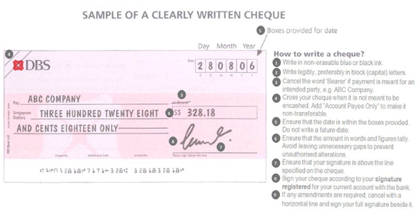 POSB how to write a cheque singapore