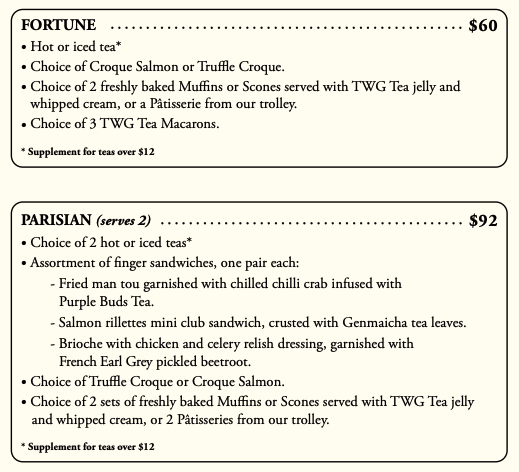 twg tea high tea menu fortune and parisian
